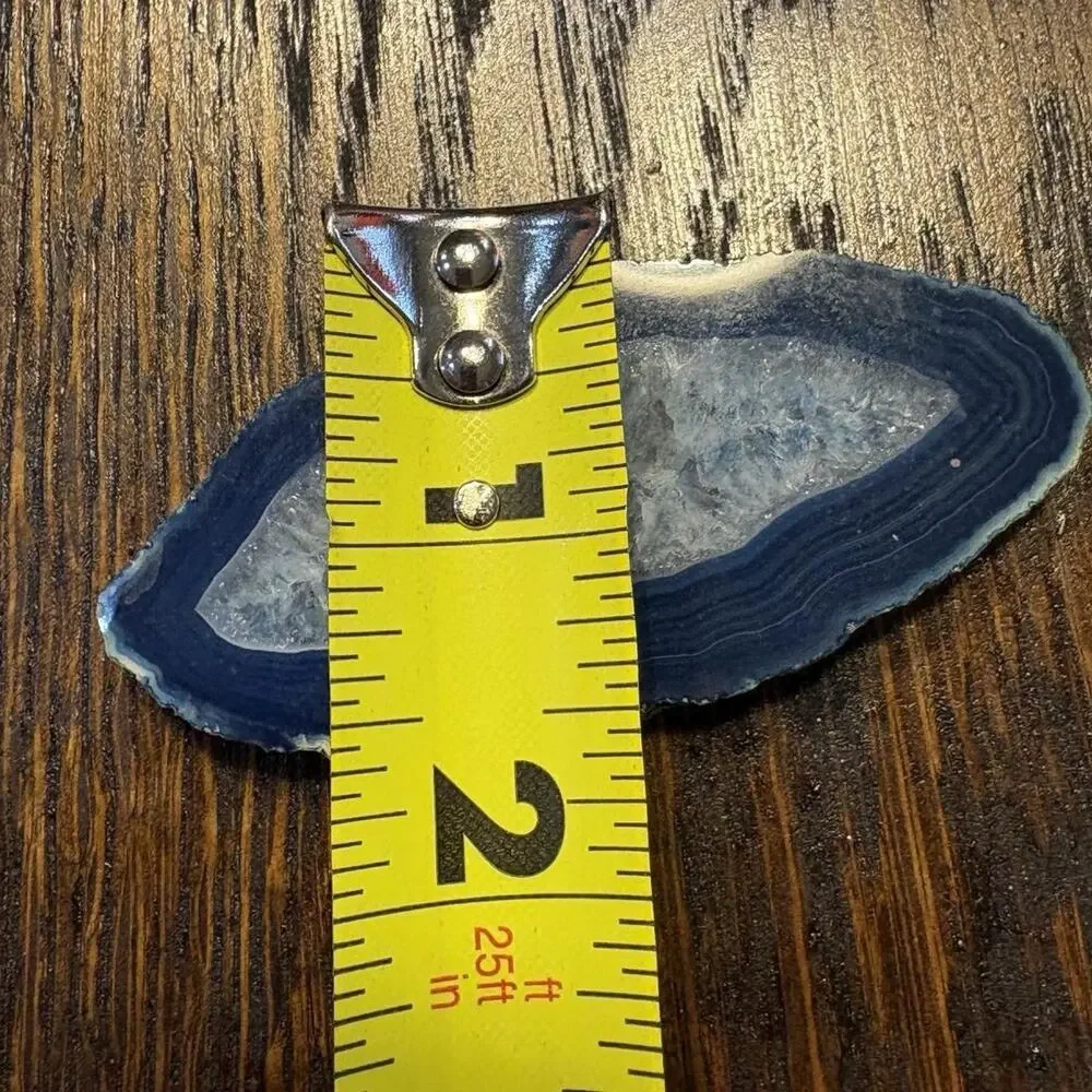 Vintage Blue Dyed Agate Slice Magnet Quartz Druzy Crystal 4” Geode